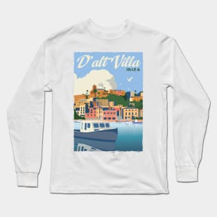 Dalt Villa Ibiza Spain Retro Vintage Travel Poster  Apparel Long Sleeve T-Shirt